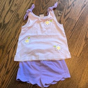 Florence Eisman purple floral shorts set